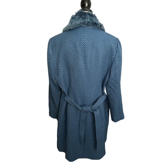 Randolph Duke THE LOOK Blue Chevron Pattern Trench Coat VINTAGE Button Up 16 - Picture 4 of 10